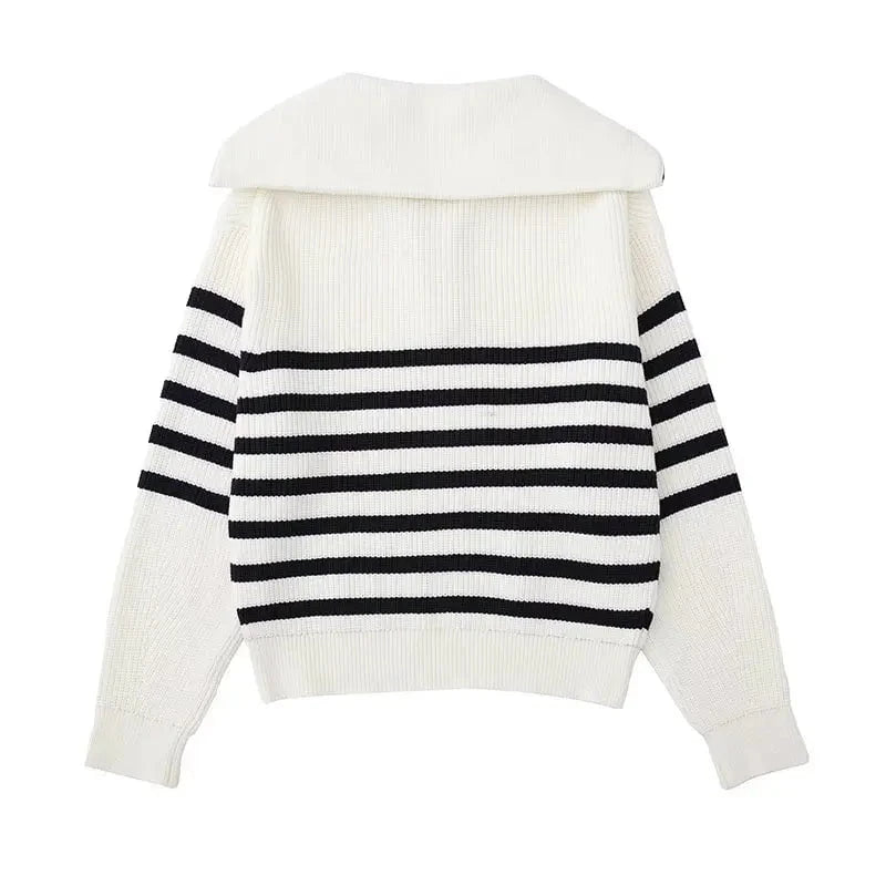Lenoir™ | Pull zippé rayé