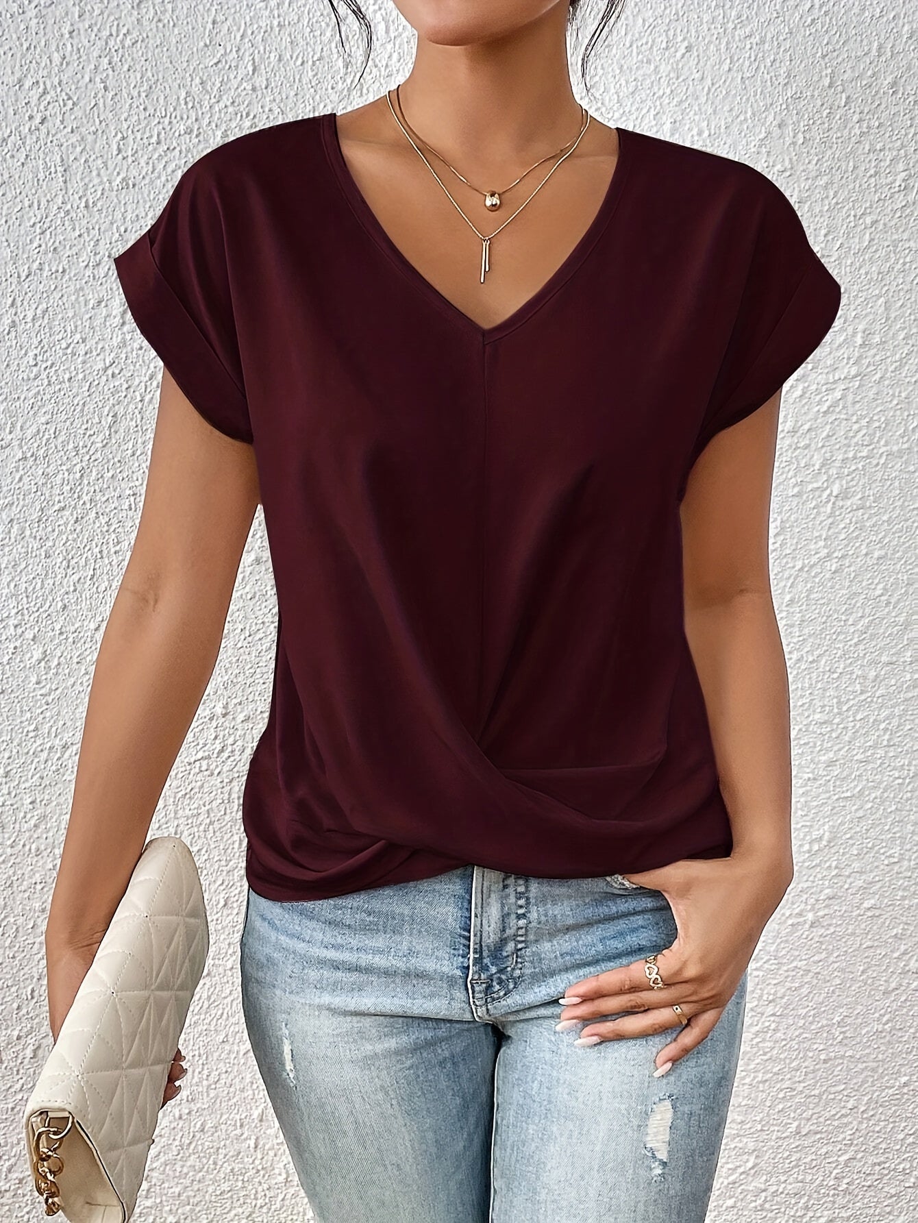 Lenoir™ | T-shirt décontracté avec décolleté en cœur 1 + 1 gratuit !