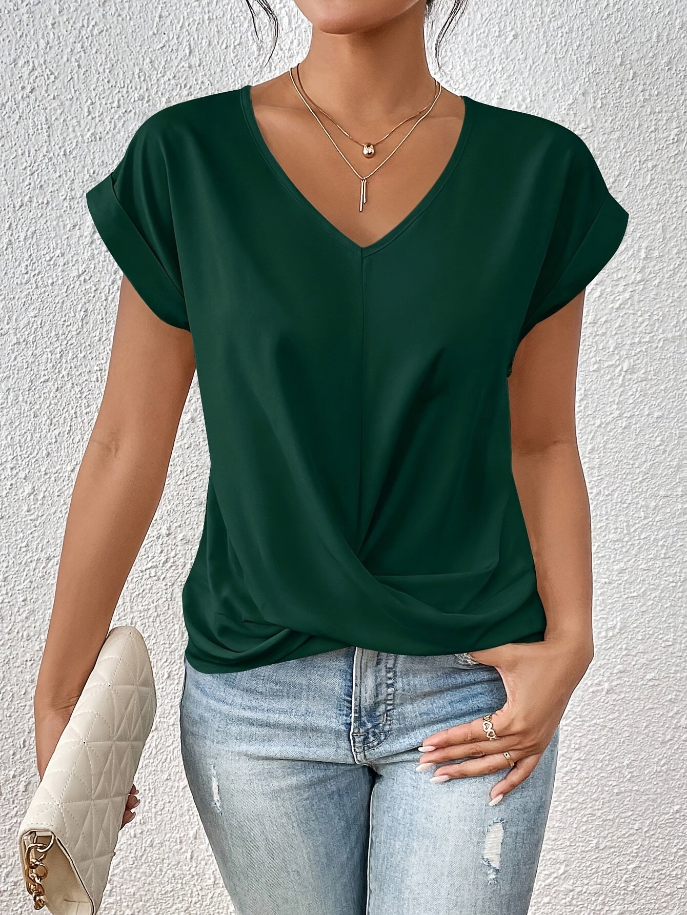 Lenoir™ | T-shirt décontracté avec décolleté en cœur 1 + 1 gratuit !