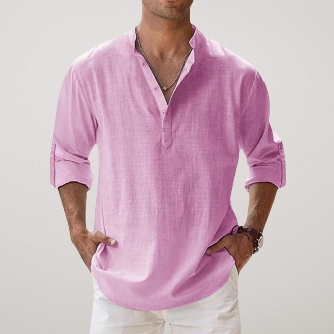 Lenoir™ | Chemise Henley en coton effet lin