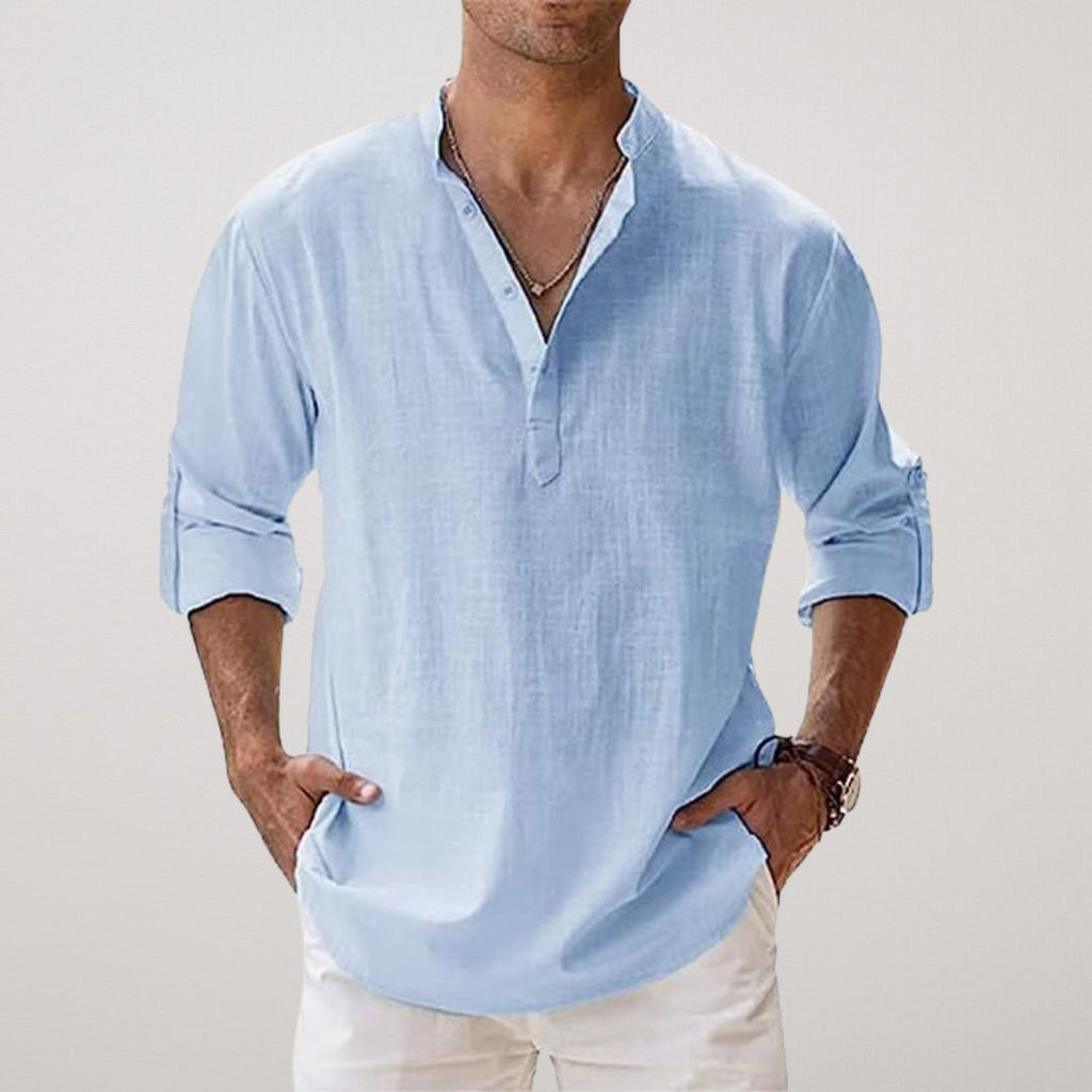 Lenoir™ | Chemise Henley en coton effet lin
