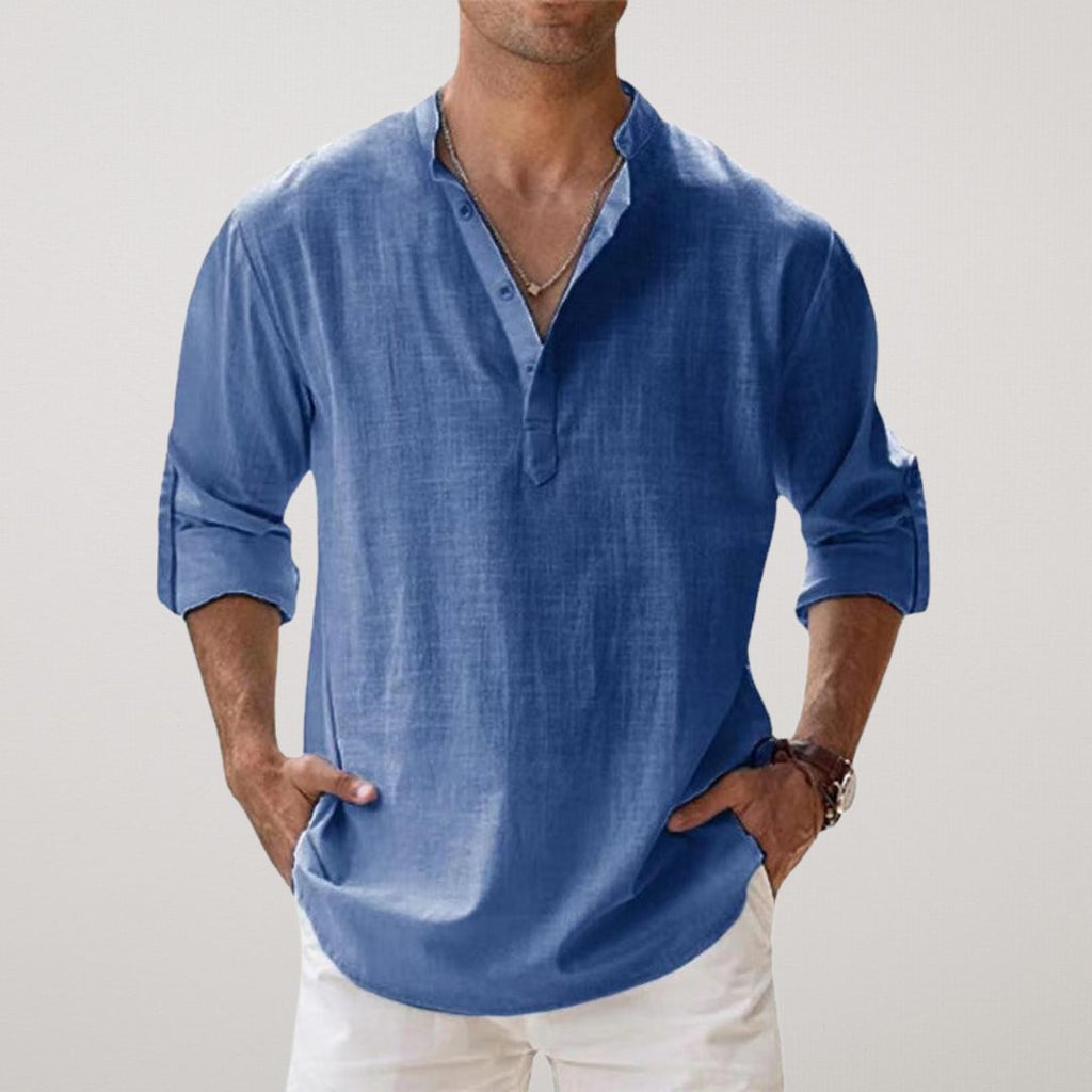 Lenoir™ | Chemise Henley en coton effet lin