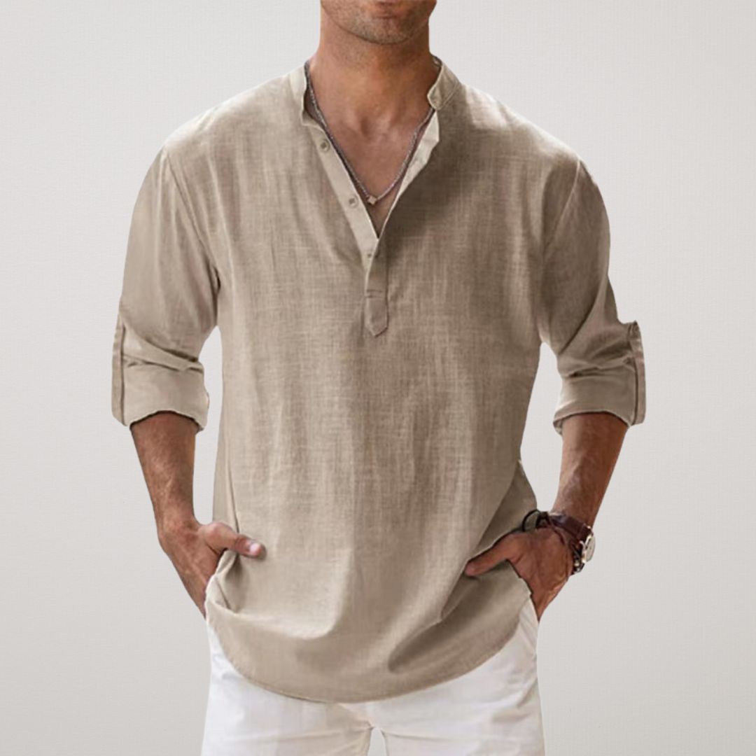 Lenoir™ | Chemise Henley en coton effet lin