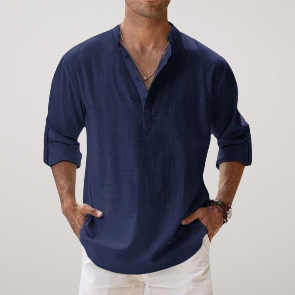 Lenoir™ | Chemise Henley en coton effet lin