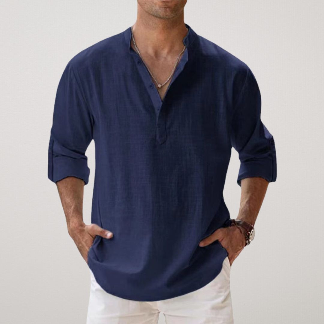 Lenoir™ | Chemise Henley en coton effet lin