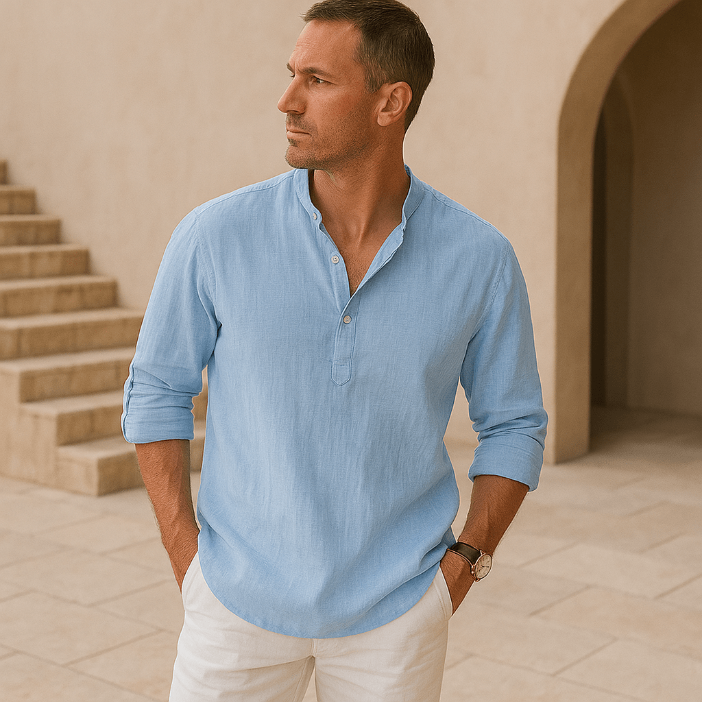 Lenoir™ | Chemise Henley en coton effet lin