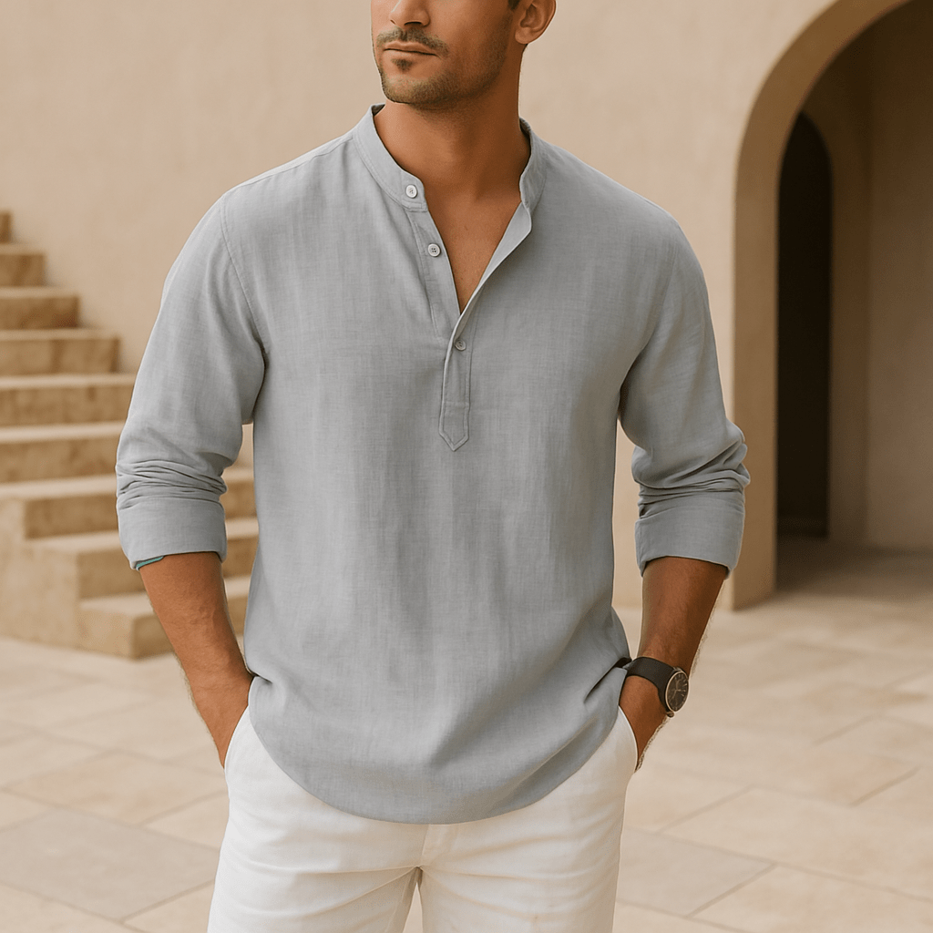 Lenoir™ | Chemise Henley en coton effet lin