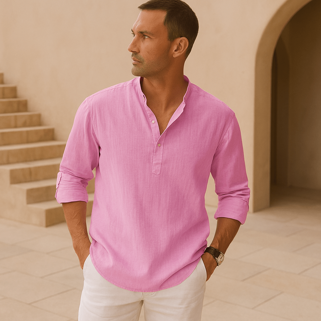 Lenoir™ | Chemise Henley en coton effet lin