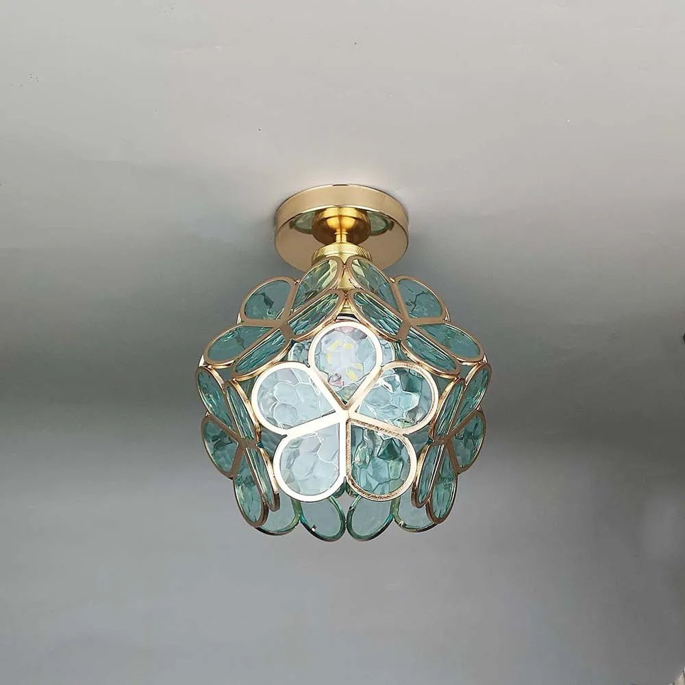Plafonnier artisanal Flowers Style – Verre soufflé à la main, création unique de mon atelier