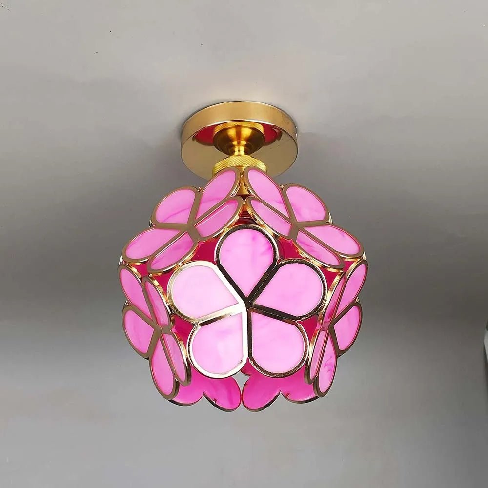Plafonnier artisanal Flowers Style – Verre soufflé à la main, création unique de mon atelier