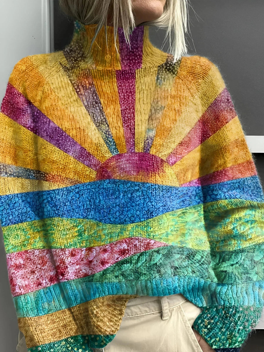 Noortje | Pull Col Roulé Coloré et Joyeux - Verona Botique