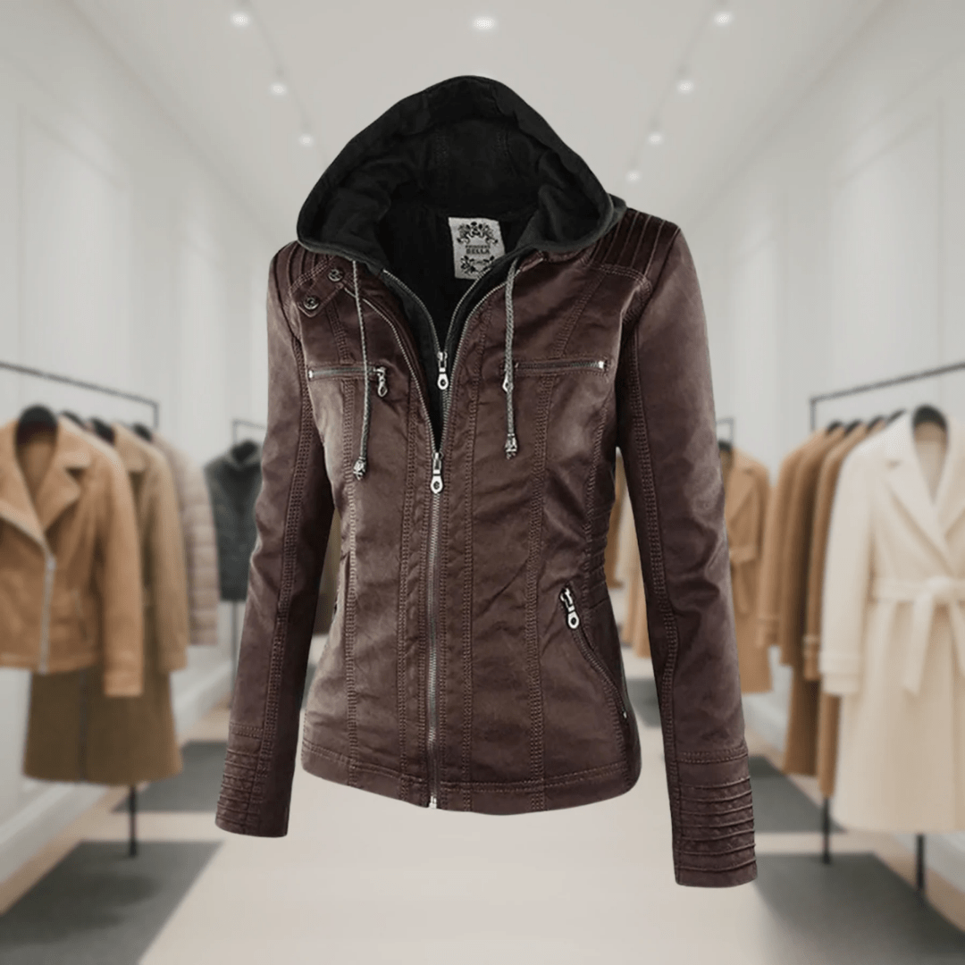 Odessa | Veste En Cuir Imperméable À Capuche - Verona Botique
