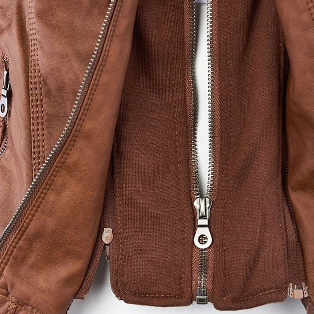 Odessa | Veste En Cuir Imperméable À Capuche - Verona Botique