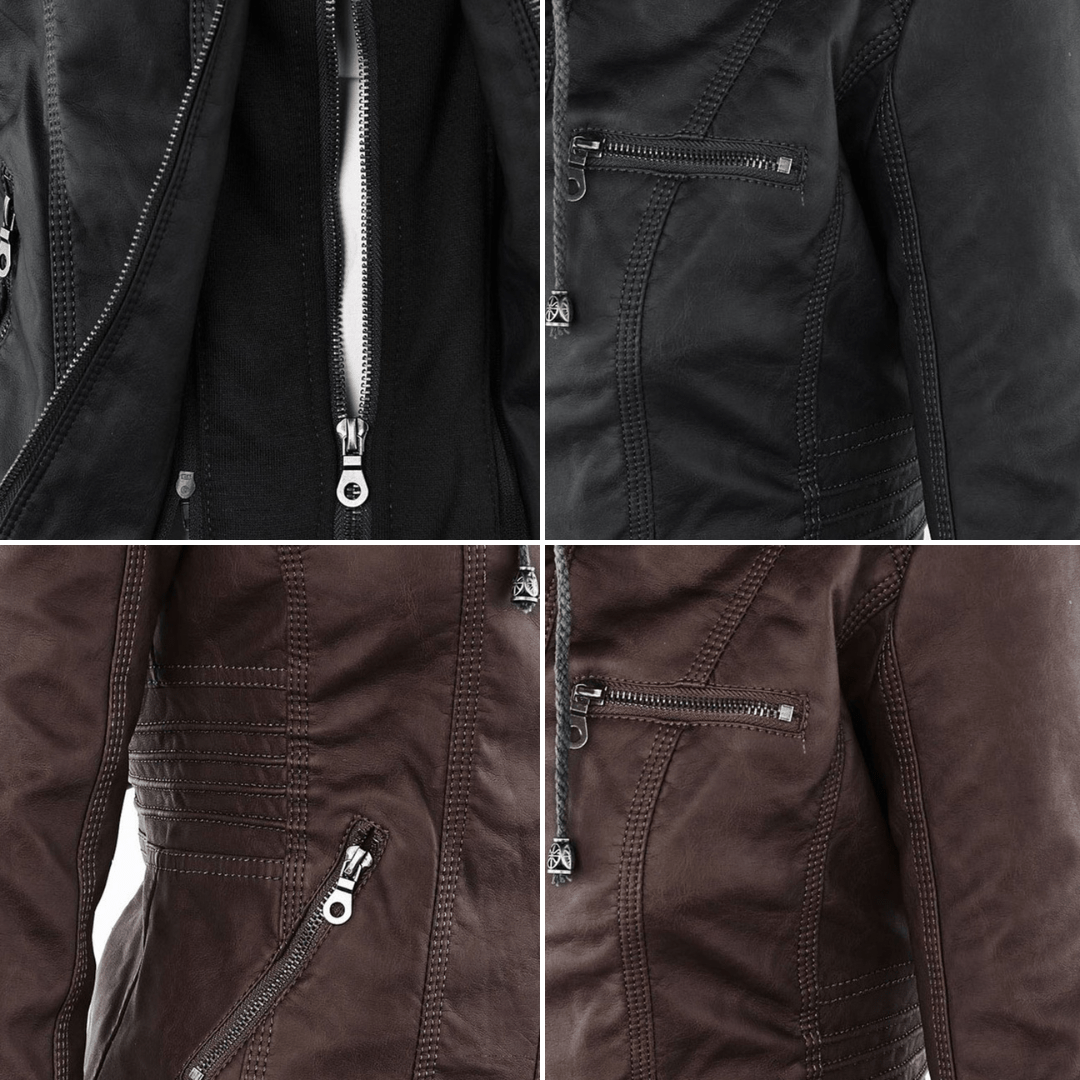 Odessa | Veste En Cuir Imperméable À Capuche - Verona Botique