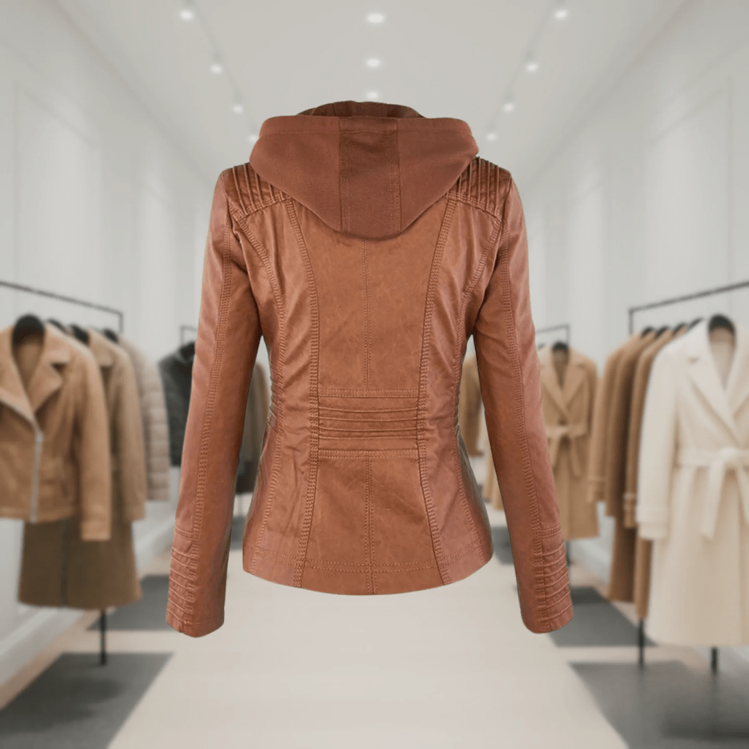 Odessa | Veste En Cuir Imperméable À Capuche - Verona Botique
