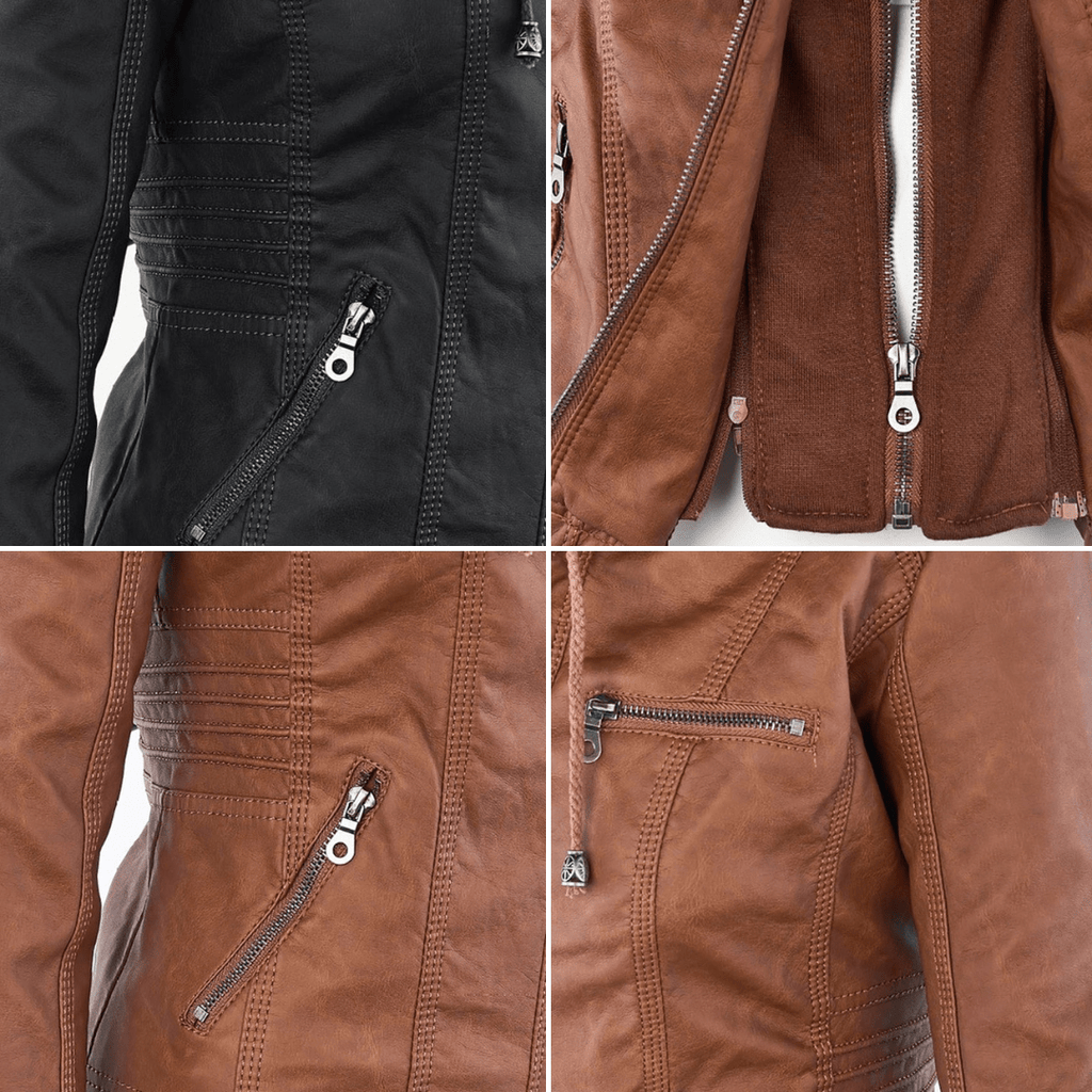 Odessa | Veste En Cuir Imperméable À Capuche - Verona Botique