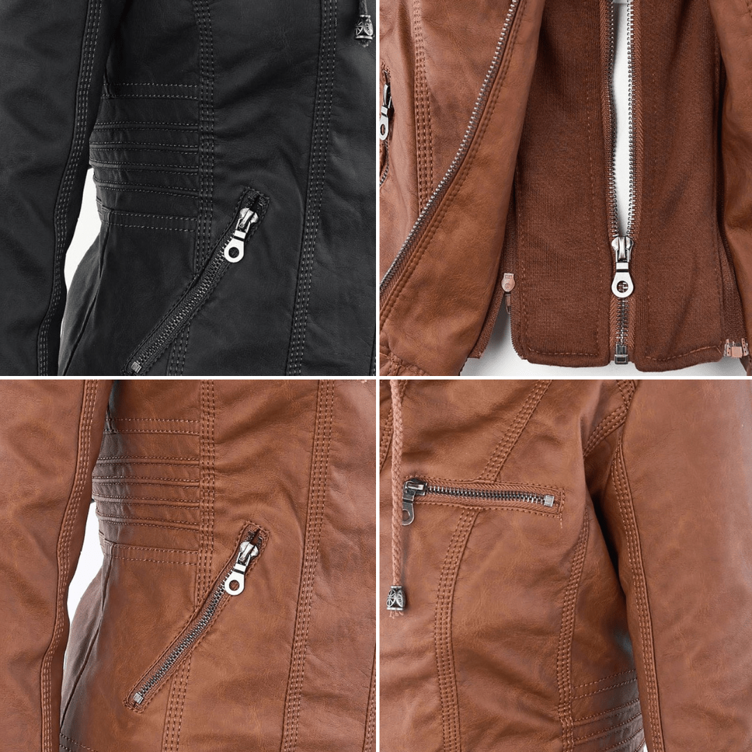 Odessa | Veste En Cuir Imperméable À Capuche - Verona Botique