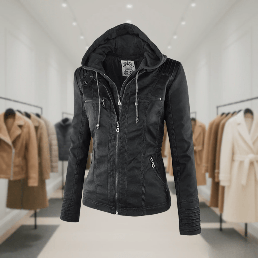 Odessa | Veste En Cuir Imperméable À Capuche - Verona Botique