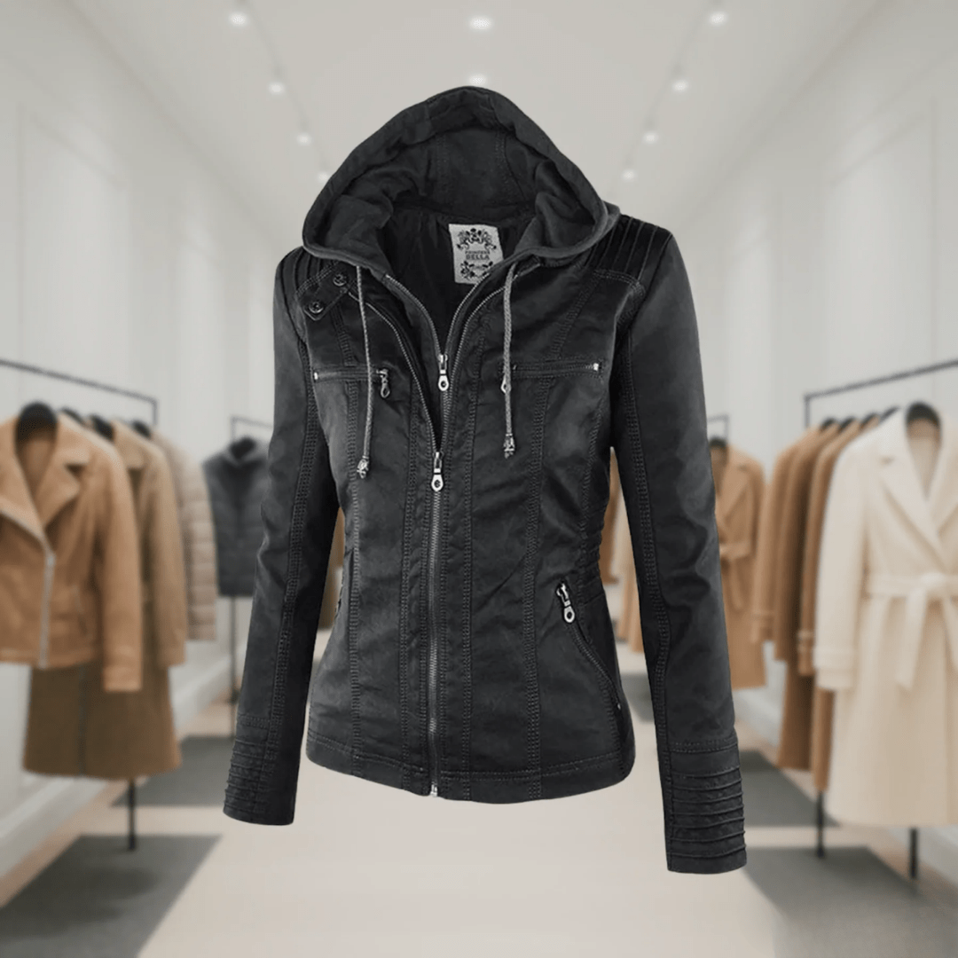 Odessa | Veste En Cuir Imperméable À Capuche - Verona Botique