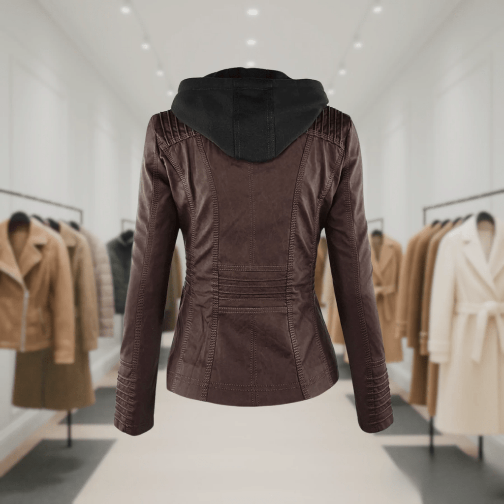 Odessa | Veste En Cuir Imperméable À Capuche - Verona Botique