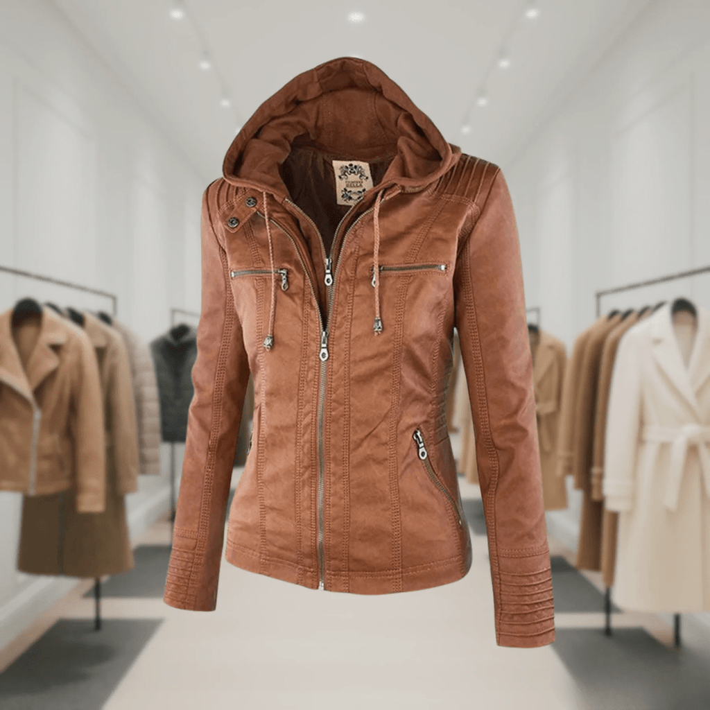 Odessa | Veste En Cuir Imperméable À Capuche - Verona Botique