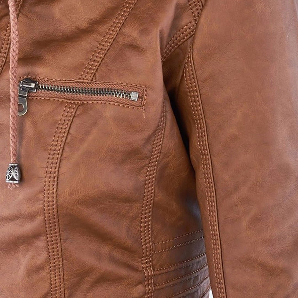 Odessa | Veste En Cuir Imperméable À Capuche - Verona Botique