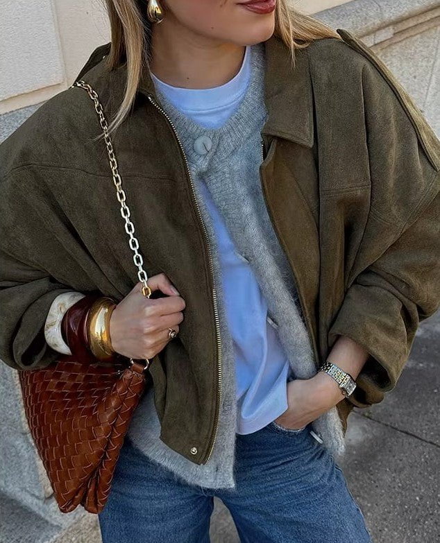 Quintine - Blouson bomber en suède - Verona Botique