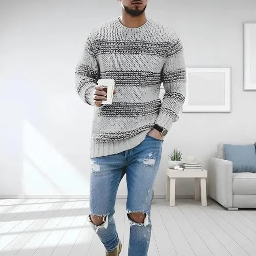 Rafael | Pull Rayé En Grosse Maille - Verona Botique