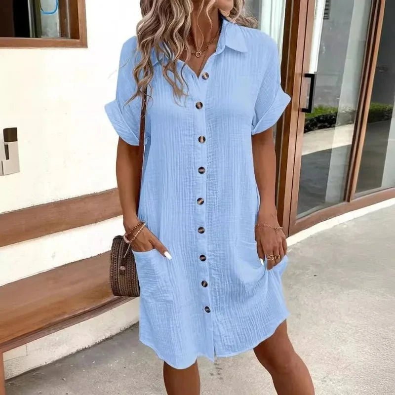 Robe Boutonnée Louna – L’Essentiel d’Été, Simple et Élégante - Verona Botique