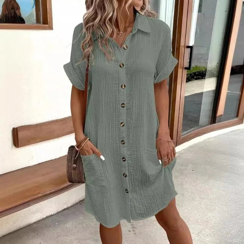 Robe Boutonnée Louna – L’Essentiel d’Été, Simple et Élégante - Verona Botique