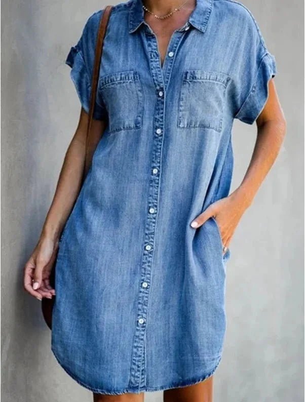 Robe Chemise en Jean Harper – Élégante, Pratique, et Prête pour Tout - Verona Botique
