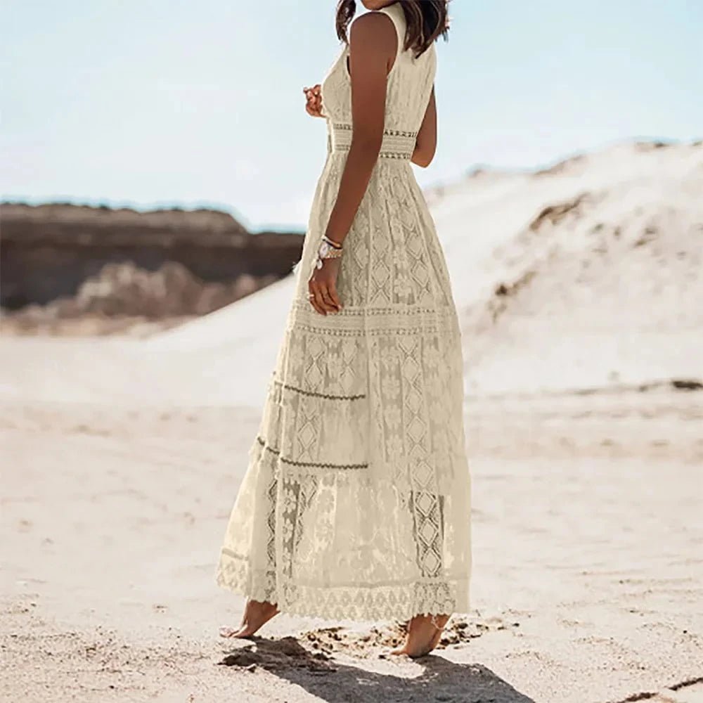 Robe Longue Bohème Solène – Dentelle, Soleil & Liberté - Verona Botique