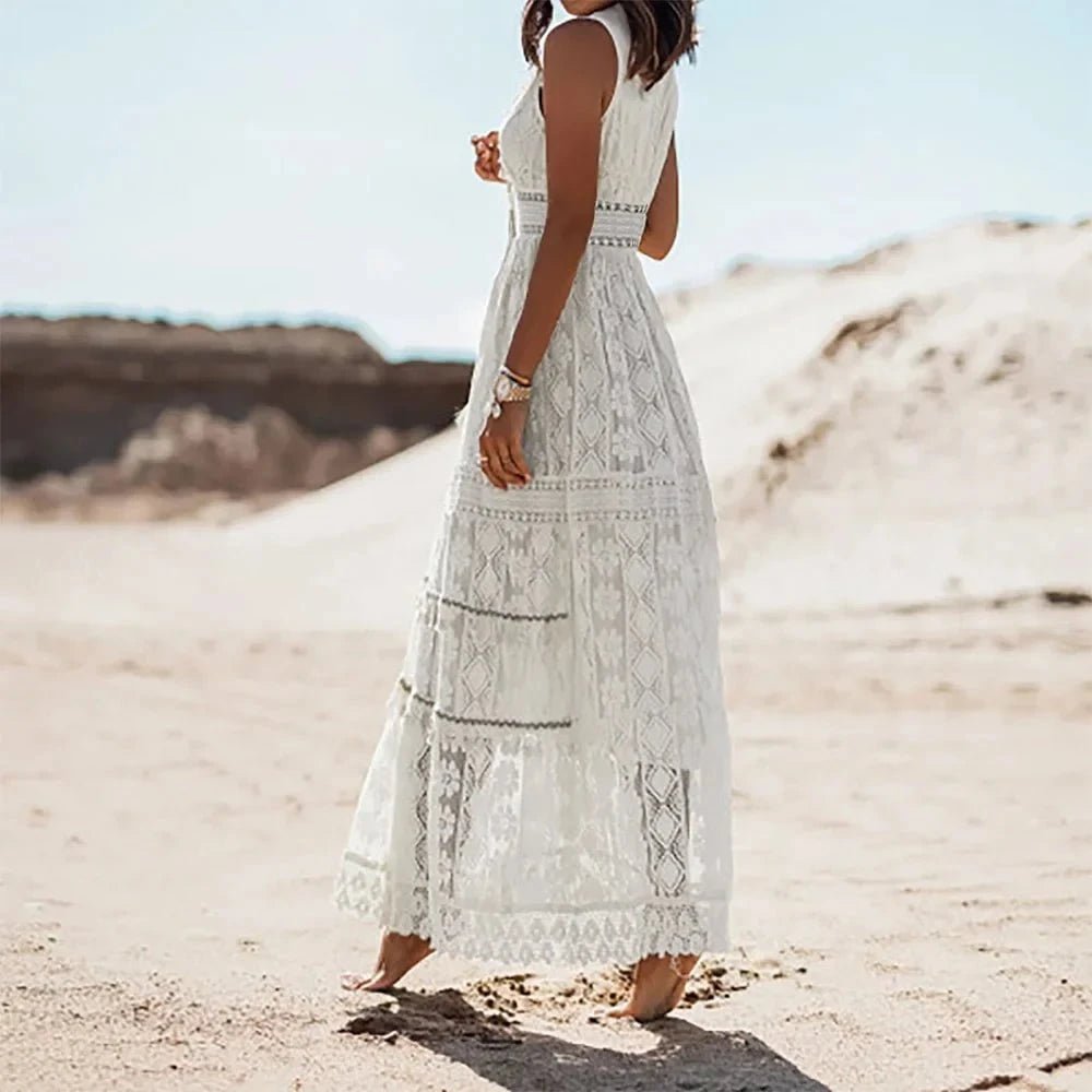 Robe Longue Bohème Solène – Dentelle, Soleil & Liberté - Verona Botique