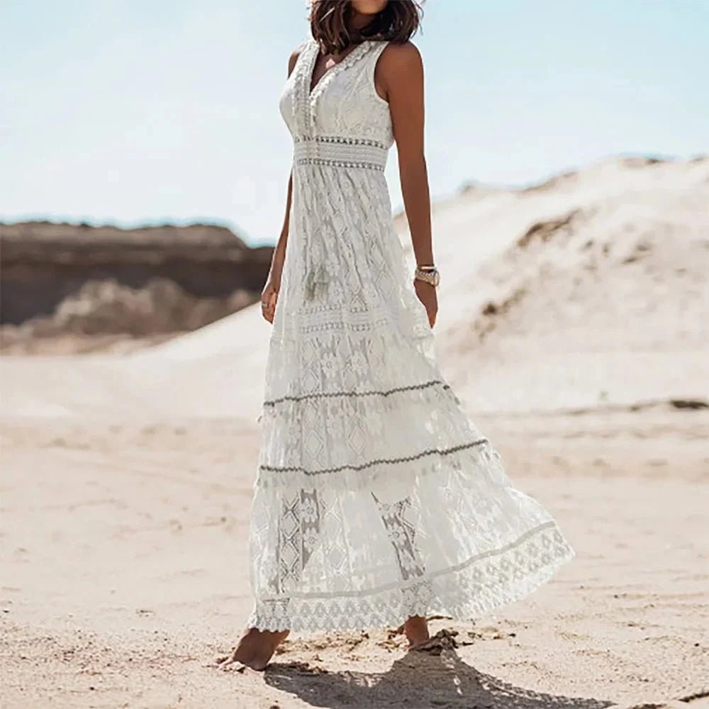 Robe Longue Bohème Solène – Dentelle, Soleil & Liberté - Verona Botique