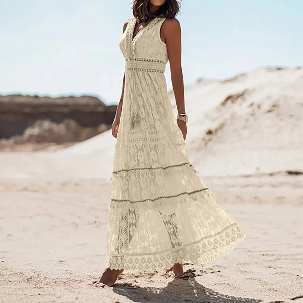 Robe Longue Bohème Solène – Dentelle, Soleil & Liberté - Verona Botique