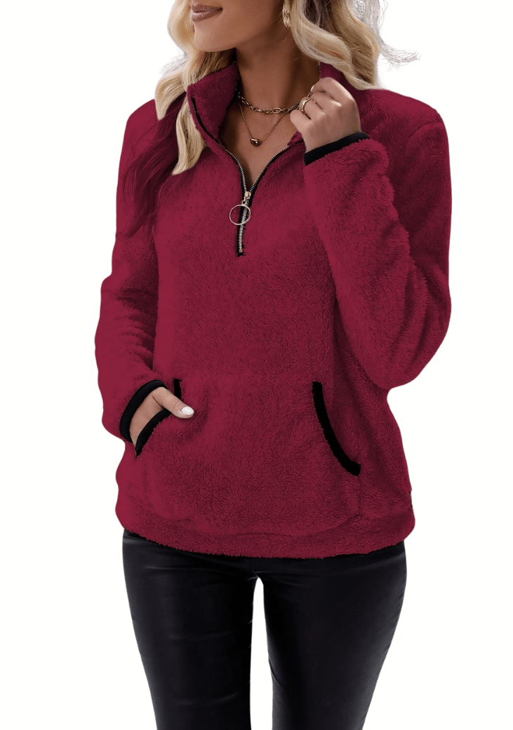 Rosely | Sweatshirt en Polaire Borg à Demi - Zip - Verona Botique
