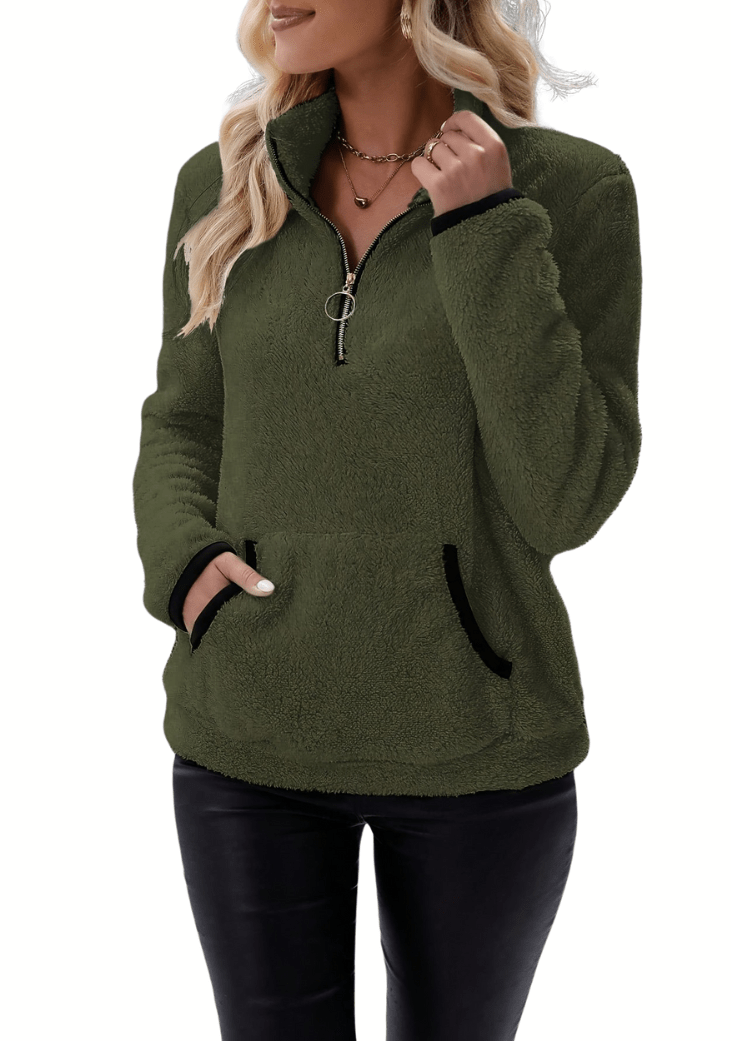 Rosely | Sweatshirt en Polaire Borg à Demi - Zip - Verona Botique