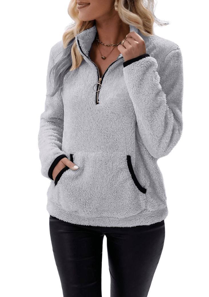 Rosely | Sweatshirt en Polaire Borg à Demi - Zip - Verona Botique