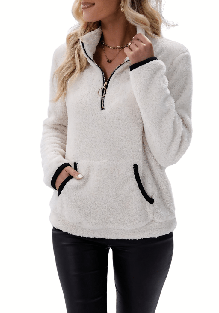 Rosely | Sweatshirt en Polaire Borg à Demi - Zip - Verona Botique