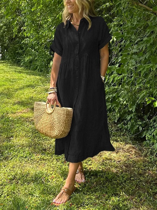Sabreen | Robe Longue Rayée À Col En V - Verona Botique