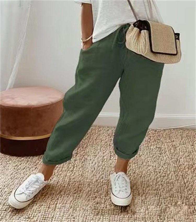 Sandrine | Pantalon élégant en coton - lin 1+1 GRATUIT - Verona Botique