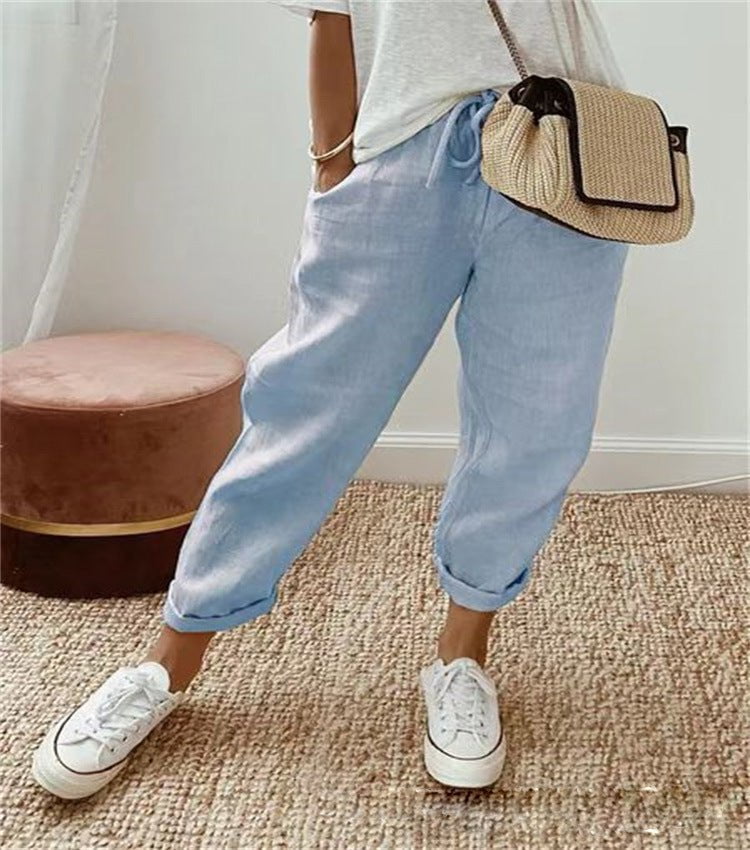 Sandrine | Pantalon élégant en coton - lin 1+1 GRATUIT - Verona Botique