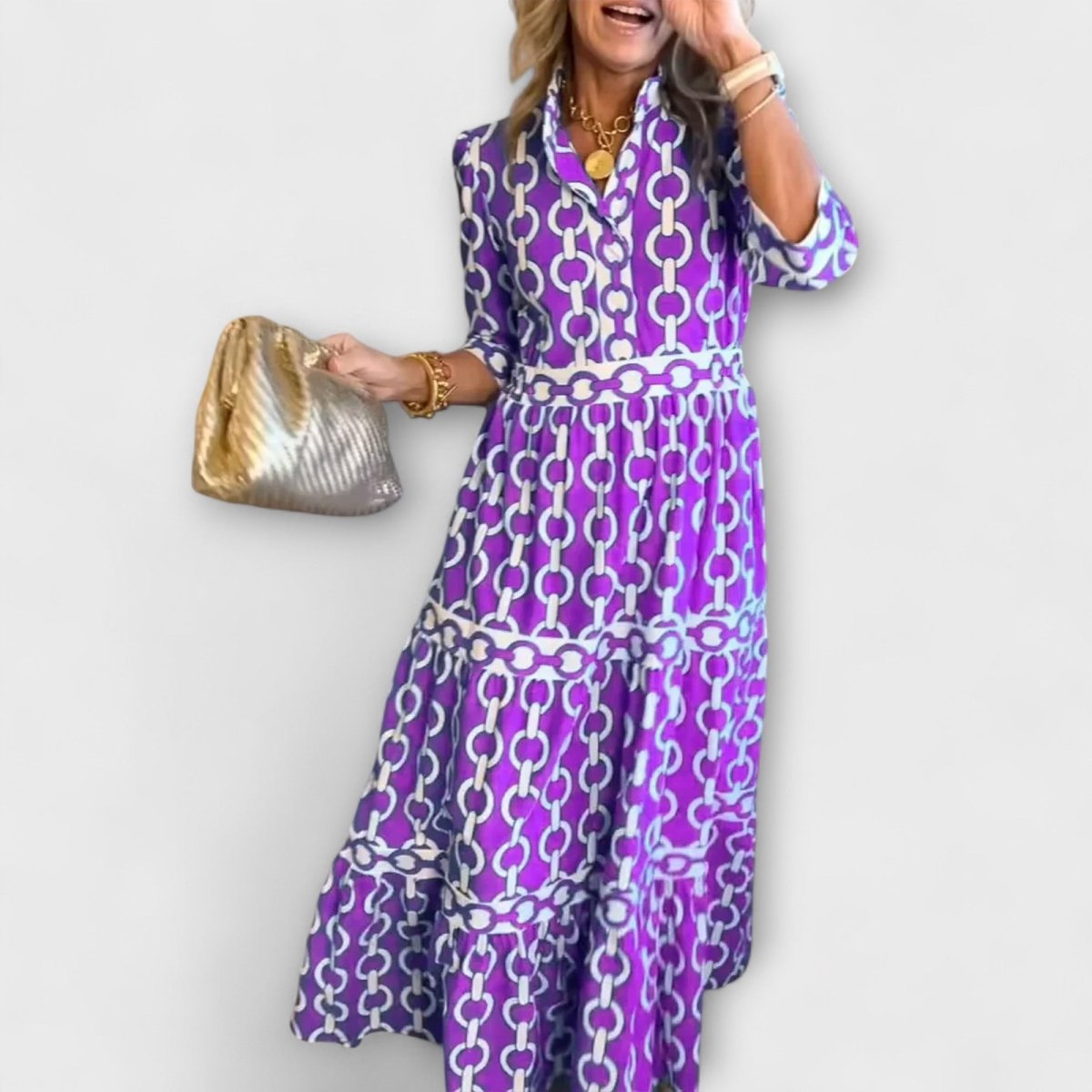 Shea | Robe Midi À Motif Chaîne - Verona Botique
