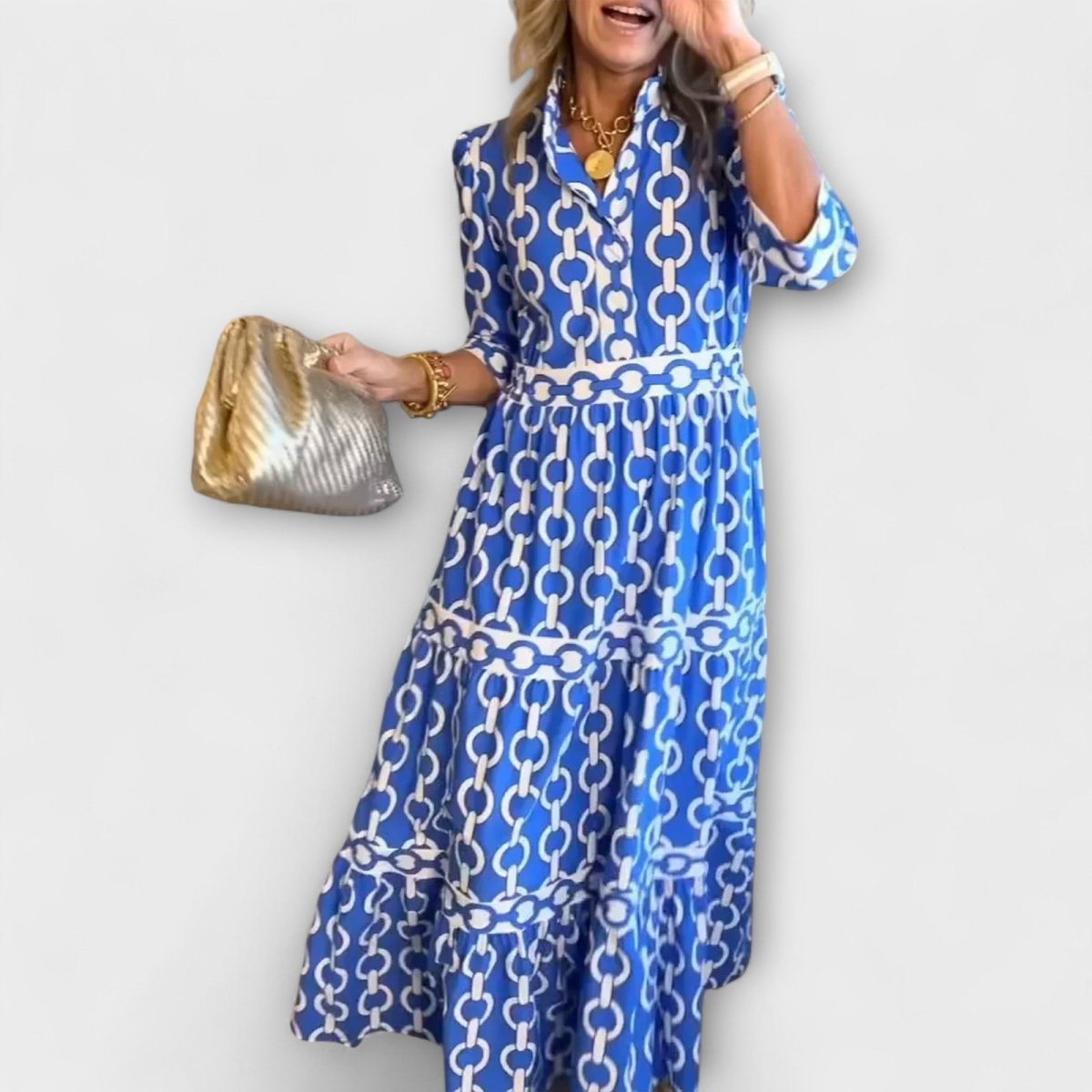 Shea | Robe Midi À Motif Chaîne - Verona Botique