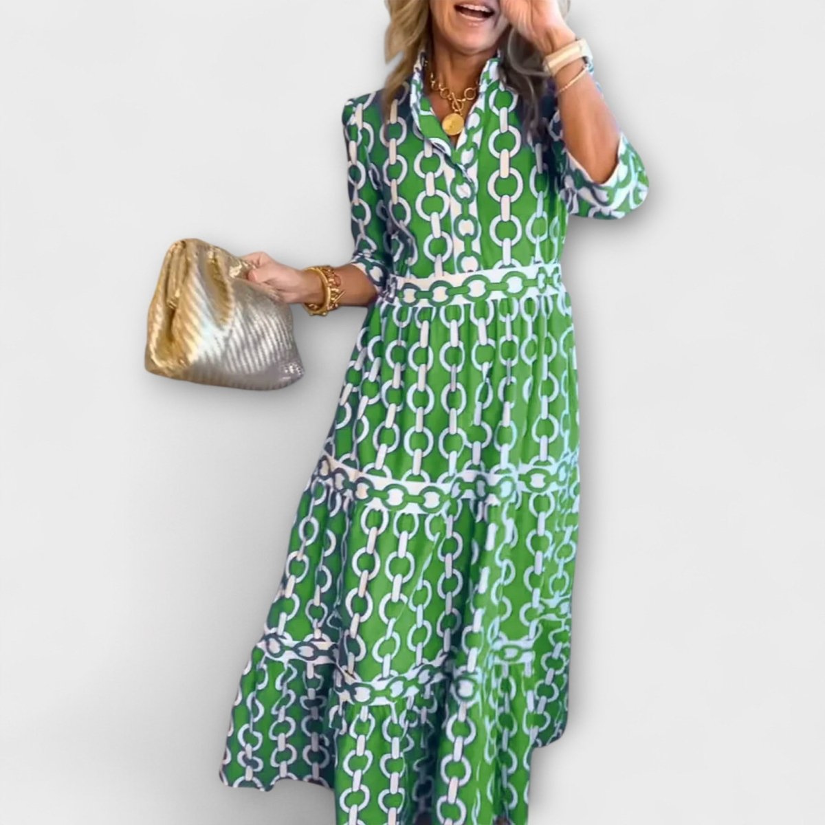 Shea | Robe Midi À Motif Chaîne - Verona Botique