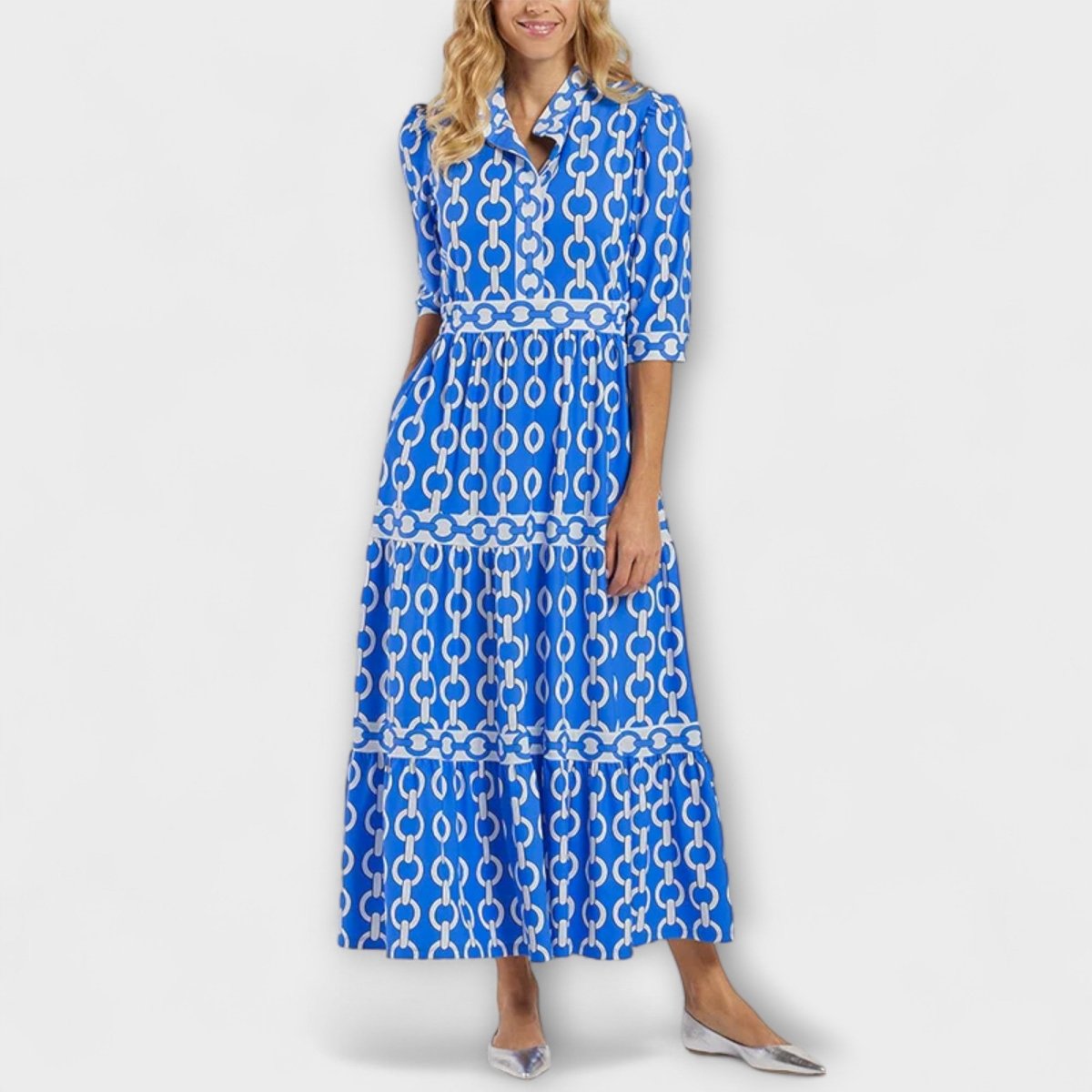Shea | Robe Midi À Motif Chaîne - Verona Botique