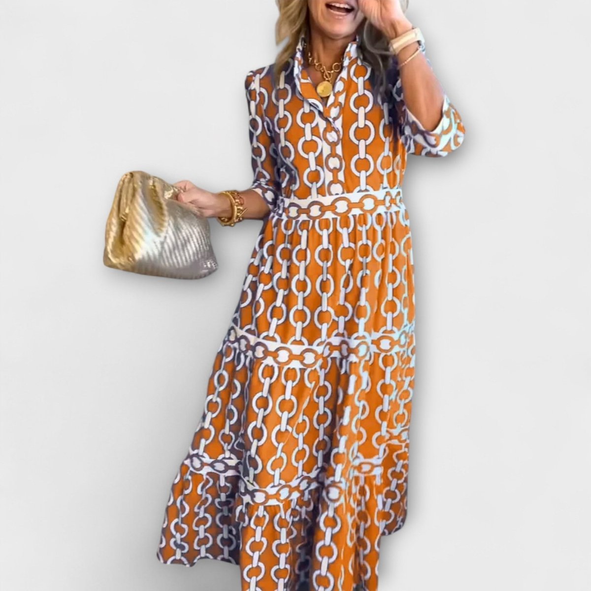 Shea | Robe Midi À Motif Chaîne - Verona Botique
