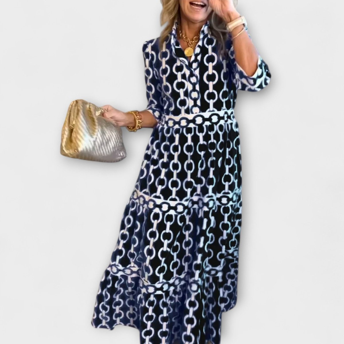 Shea | Robe Midi À Motif Chaîne - Verona Botique