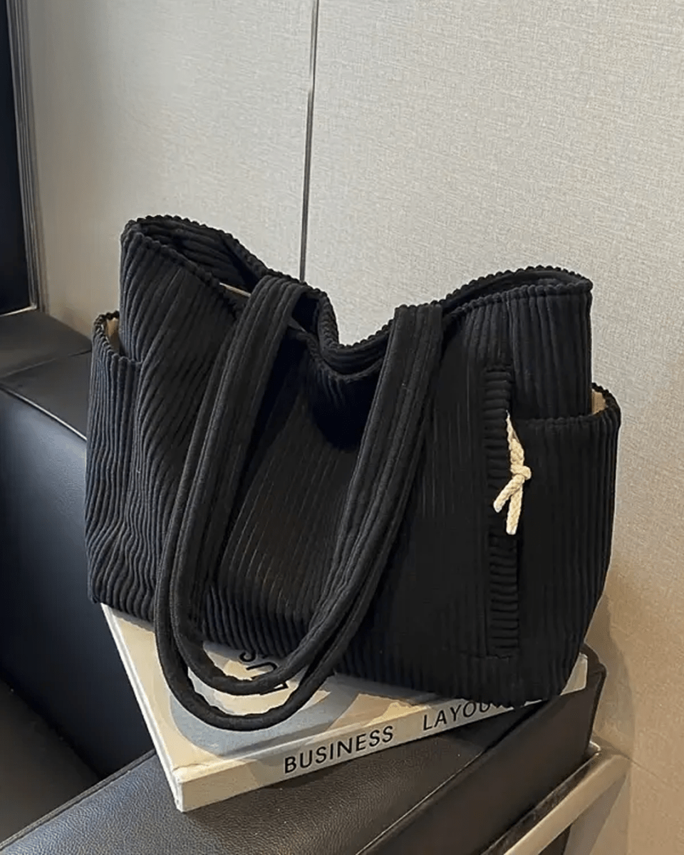 Tessie | Sac Fourre - tout Côtelé Avec Cordon De Serrage - Verona Botique