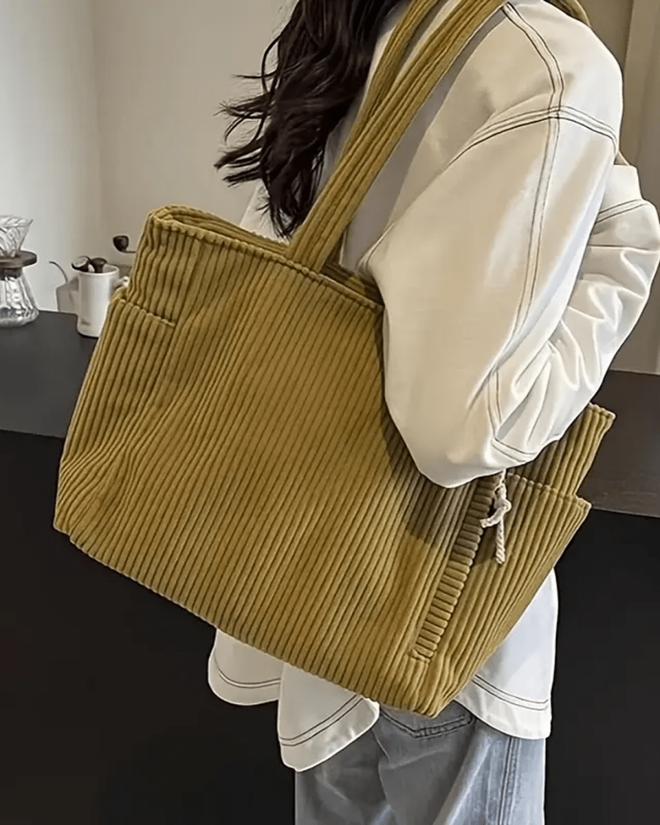 Tessie | Sac Fourre - tout Côtelé Avec Cordon De Serrage - Verona Botique